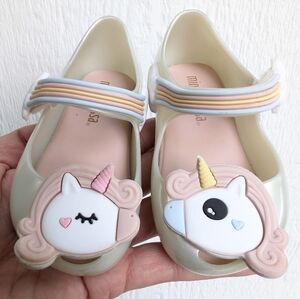 Mini Melissa Unicorn Silver Glitz Ballerina Shoes Baby Size 5
